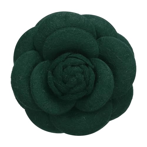 PATIKIL Camellia Flower Brooches, Vintage Fabric Flower Brooches Handmade Floral Pins for Women Hat Dress Shirt Tie Corsage - color: Dark Green