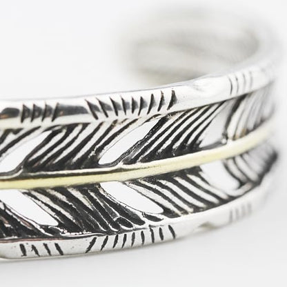 Innocence S925 Silver-Plated Antique Wide Feather Cuff Bracelet For Men Women Adjustable Retro Twisted Feathers Bracelets Gift Jewelry - color: Wide Feather