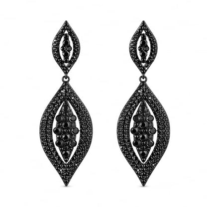 1Pair Black Statement Elegant Rhinestone Crystal Teardrop Clip on Earing | Clasp earrings | Classic design | Black rhinestones