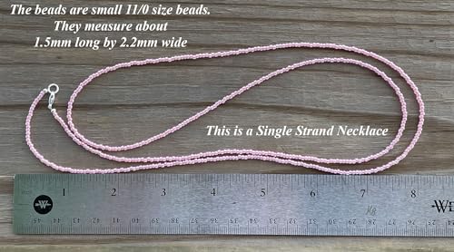 Kathy Bankston Handmade Impatiens Pink Seed Bead Necklace, Thin 1.5mm Single Strand