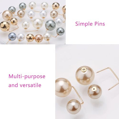 12 Pack Brooch Pins Artificial Pearl Safety Pins Anti-exposure Neckline Sweater Shawl Clips with Double End Decorative Pearls Cardigan Collar Holder for Women Wedding Dress Blouse V-line Tops