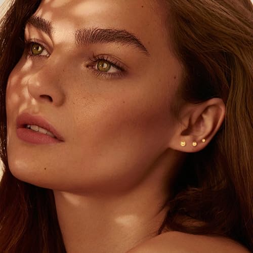 Xpircn Flat Back Stud Earrings 16G 18G 20G Tiny CZ Stud Earrings, Gold Flat Back Earrings, Threadless Cartilage Tragus Piercing Conch Helix Stud - color: 14K Gold Filled-Tiny Ball, size: 16G 6mm Bar