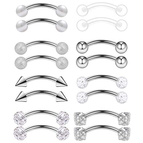 10-16PCS 16G Surgical Steel Eyebrow Ear Navel Belly Lip Ring Body Piercing Jewelry - style: 16PCS - 6mm