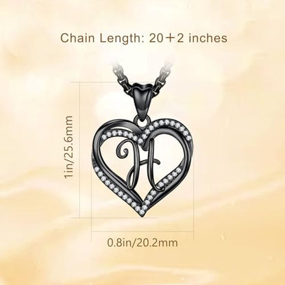 INFUSEU Unique Initial Necklaces for Women Girls Small Heart Letter Jewelry, Meaningful Personalized Gifts - style: H