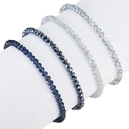 Noessla Beaded Boho Stretch Bracelet Colorful Stackable Crystal Beads Bracelets Trendy Costume Jewelry Mothers Day Gifts for Women - color: Dark blue