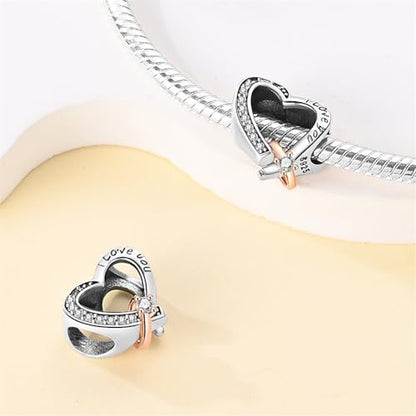 Charm for Bracelets and Necklaces, Heart Animals 925 Sterling Silver Bead Celestial Sun Moon Star Charms Jewelry Gift for Women Girls - color: Heart and Ring Charms