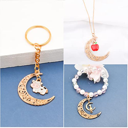 40pcs Hollow Moon Charms Alloy Crescent Pendants Celestial Dangle Charms for DIY Bracelet Necklace Jewelry Making, 40x28mm(Light Golden) - color: Kc Gold