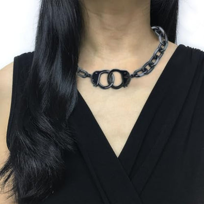 Succuba Stainless Steel Handcuff Choker Necklace Chain Pendant Choker Collar Necklace for Women and Men from 16 to 24 Inches with Box - color: A, size: 24 Inches