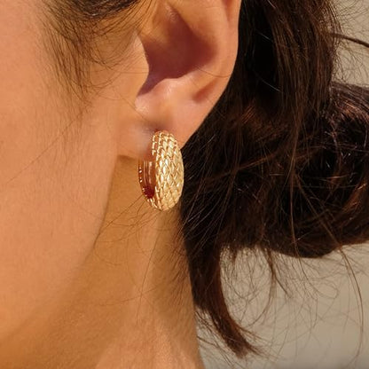 Cubic Zirconia Huggie Earrings 14k Gold Plated Tiny Earrings Small Huggie Hoop Earrings Simple Lightweight Hoops Gift for Women - color: Serpentine