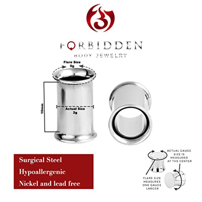 Forbidden Body Jewelry Ear Gauges, Ear Tunnels, Tunnels For Ears, Surgical Steel Mirror Finish Double Flared Tunnel Plug Earrings - style: 2pcs: 6mm (2GA)