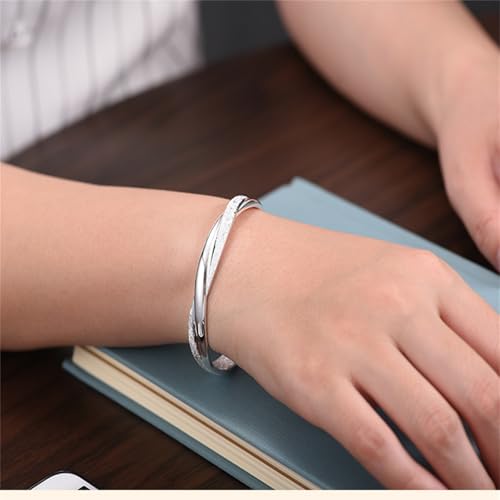 925 Sterling Silver Bangles For Women Handmade Silver Bangles Open Adjustable Bangle Bracelets For Women Silver Open Cuff Bracelets Stackable Wrap Bangles Festival Jewelry Gifts - color: Style 09