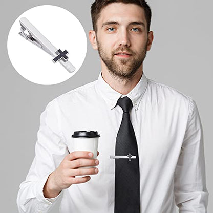 WEBEEDY 2PCS Tie Clip for Men Cross Tie Bars Mens Ties Clips Pin Set Suitable for Business Anniversary Parties Meeting Wedding Gift