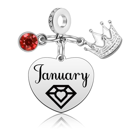 Birthday Gifts for Women Birthstone Charms for Bracelets Necklaces Jewelry Gift for Mom Wife Daughter Granddaughter Niece Sister Girlfriend - color: January