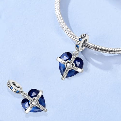 LNQOBU Birthstone Charm for Bracelets,925 Sterling Silve Heart Dangle Charms for Pandora Bracelets - color: I-September