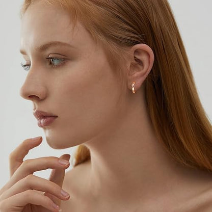 Gacimy Gold Huggie Earrings for Women, 14K Real Gold Plated, Small Hoop Earrings Cartilage Ear Cuff - color: Rose Gold, size: 15MM