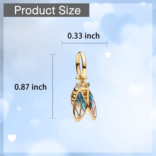 925 Sterling Silver Charms fits Bracelets and Necklace Pendant Bead Charms Jewelry Gift for Women Family Friends - style: Golden Cicada Charm