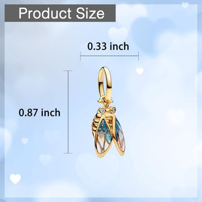 925 Sterling Silver Charms fits Bracelets and Necklace Pendant Bead Charms Jewelry Gift for Women Family Friends - style: Golden Cicada Charm