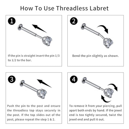 1PC ASTM F136 Titanium Mini Threadless Flat Back Stud 18G 6mm 8mm for Conch Helix Flat Tragus Labret - color: Moon - Tit