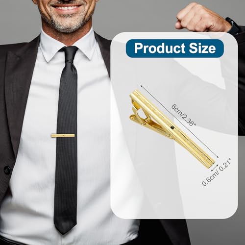 PATIKIL Tie Clip for Men, Rhinestones Necktie Bar Pinch Clips with Black Gift Box for Regular Ties Wedding Business Valentine's Day Father's Day Anniversary - color: Gold Tone(Black)