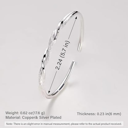 925 Sterling Silver Bracelet Plated Cuff Bangle Bracelet Fashionable Multi-layer Cross Wire Bangle Bracelet Open Adjustable Wide Cuff Bracelet for Teen Girls Fashion Jewelry - color: 8