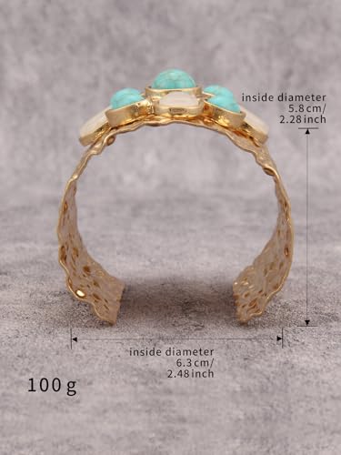 Gold Cuff Bracelet for Women Chunky Bracelet Statement Bracelet | Chunky Bangle Bracelets for Women Silver Beaded Open Bangle Stackable Stretch Bead Bracelet Boho Jewelry Gift for Wife Couple - style: Chunky Arm Cuffs