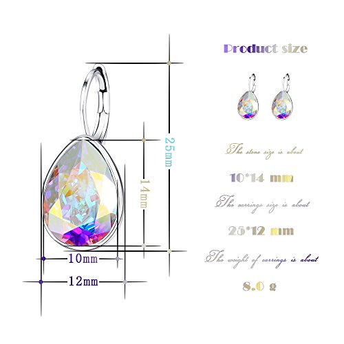 Xuping Jewelry Huggies Crystal Teardrop Earrings for Women Clear Crystals Leverback Silver Earring Fashion Party Jewelry Gifts - color: Multi