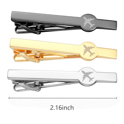 Tie Clips for Men 3Pcs Tie Bar Clip Set Personalized Gifts Suitable for Wedding Anniversary Business - style: 3pcs aeroplane