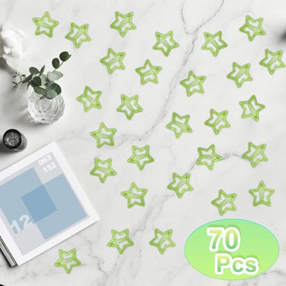 70 Pcs Metal Glitter Snap Hair Clips for Women,Small Snap Barrettes for Women Girls Thick Fine Hair (Green) - color: Green