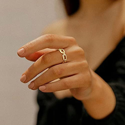 VNOX 18K Gold Plated/Silver Stainless Steel Cuff Link Ring for Women - color: Gold Plated-Link