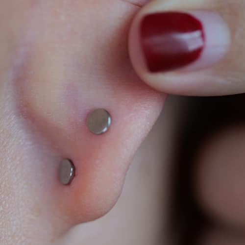 limerencia G23 Hypoallergenic 18g Flat Back Stud Earrings | F136 Implant Grade Titanium Pressfit Threadless Push Pop in Cartilage Helix Labret Lip Monroe Tragus Flat Back Piercing Studs - color: Snake Gold