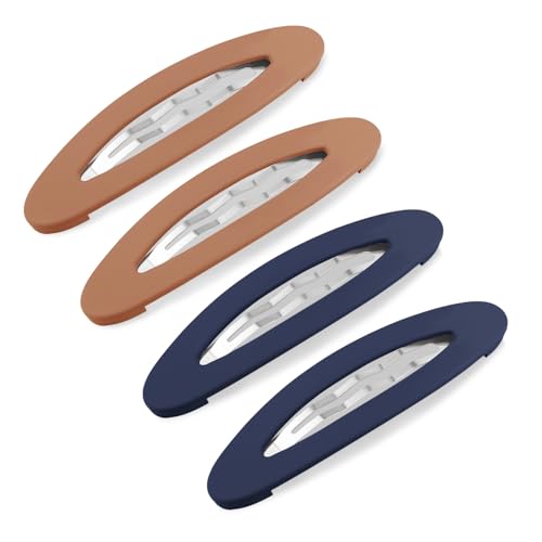 4PCS Large Matte Snap Hair Clips for Women & Teens, 3.5 Inch Blue & Orange Non-Slip Barrettes for Thick Hair, Half-Up Styles & Everyday Wear - color: Orange, size: 4 Count (Pack of 1)
