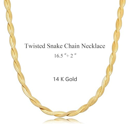 Moodear Gold Necklace for Women 14K Gold Plated Chain Necklace | Gold Chunky Necklace, Dainty Cuban Link Paperclip Chain Layered Necklace, Trendy Fashion Gift for Women Daily Wear - style: Snake Chain