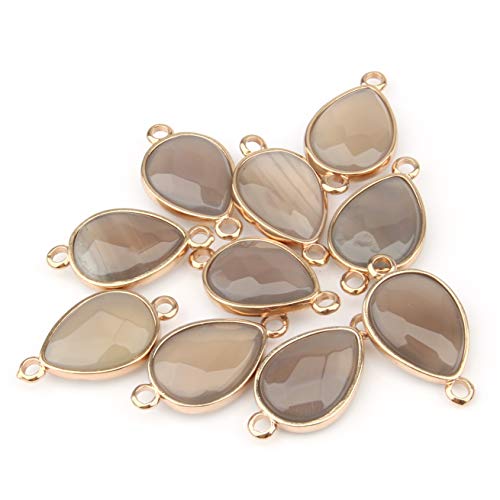 5Pcs Natural Stone Pendants, Agate Crystal Quartz Stone Connectors Charms Healing Chakra Gemstone Necklace Links Pendants for Jewelry Making 28X15X7mm (Random Mixed Colors)