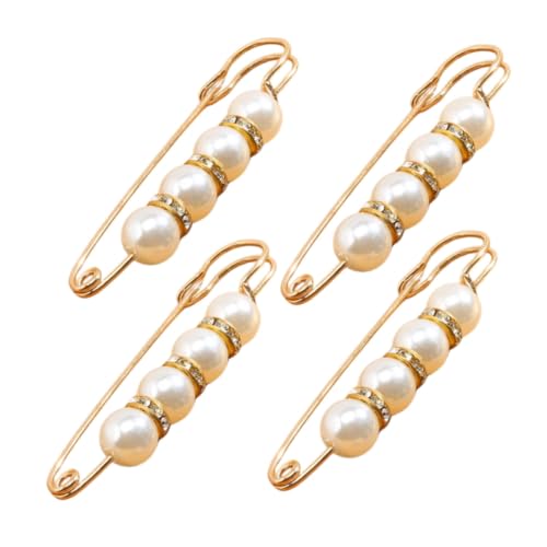 Faux Pearl Brooch Set for Women, Sweater Shawl Clips with Safety Pin Clasp, Clothing Accessories for Dresses, Cardigans, Scarves, and Hats - color: white, size: 4