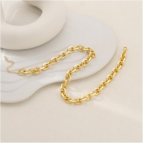 Gold Necklace for Women Chunky 14K Gold Plated Chain Necklace | Chunky Gold Necklace,Simple Paperclip Chain, Statement Choker Necklace,Non Tarnish,Trendy Jewelry,Gifts for Women - style: 10mm-paperclip chain-gd-1