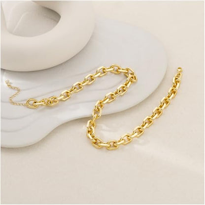Gold Necklace for Women Chunky 14K Gold Plated Chain Necklace | Chunky Gold Necklace,Simple Paperclip Chain, Statement Choker Necklace,Non Tarnish,Trendy Jewelry,Gifts for Women - style: 10mm-paperclip chain-gd-1