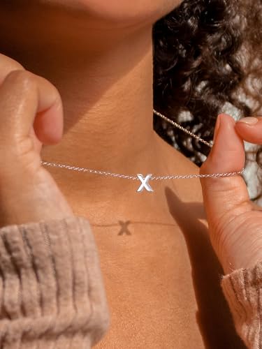 ChicSilver 925 Sterling Silver Initial Necklace for Women Dainty Letter Jewelry Personalized Gift - style: 24.X