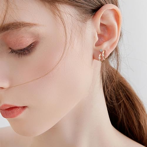 micuco Small Hoop Earrings for Women, Tiny Cartilage Hoop Earrings for Men | Helix Daith Tragus Ear Hugging Hoop Earrings Sleeper Hypoallergenic Earrings - style: A2: SCZ 8 10 12mm Gold (3 Pairs)
