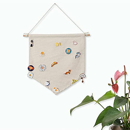 3pcs Cotton Canvas Wall-Mounted Brooch,Wall Hanging Jewelry Display Storage Set for Pin and Brooch Collections (D) - color: D