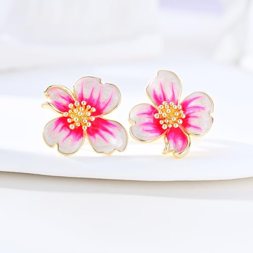 Clip on Earrings Women, 14K Gold Plated Earrings for Sensitive Ears, Fashion Women's Earrings Jewelry Birthday Gift for Wife Grandma Daughter Girls on Christmas Thanksgiving - color: Gold Pink Earrings