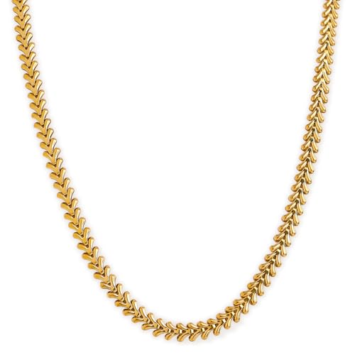 Jean Beau Gold Choker Necklace for Women, Simple 18K Gold Plated Adjustable Link Chain Prom Jewelry Gifts - color: Olives
