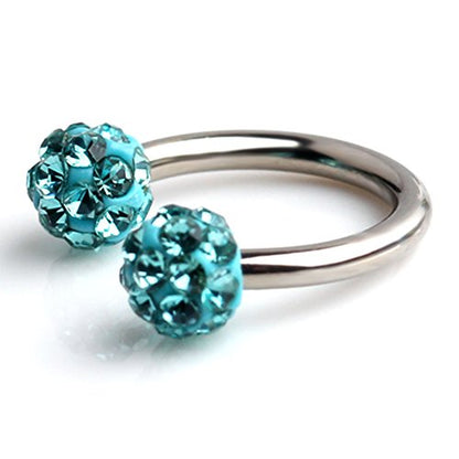 Ruifan Crystal Nose Septum Horseshoe Earring Eyebrow Lip Helix Tragus Cartilage Piercing Ring 16G 8mm - color: 3pcs - Mix Colors