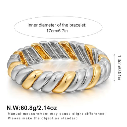 FAMARINE Gold Silver Chunky Bangle Bracelet for Women Men - style: Style M