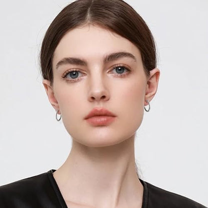 Gacimy Gold Hoop Earrings for Women 14K Real Gold Plated Hoops with 925 Sterling Silver Post - color: Silver, size: 14-16-20mm