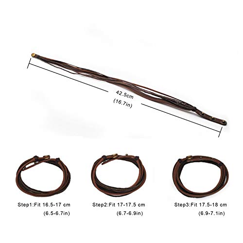 Genuine Leather Bracelet for Women & Men,Unisex Multilayer Leather Adjustable Bracelet Cuff Wrap Multicolor Rope Wristband