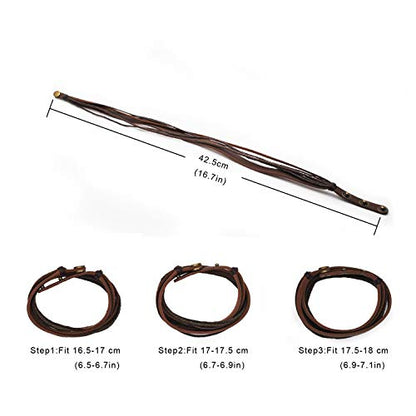 Genuine Leather Bracelet for Women & Men,Unisex Multilayer Leather Adjustable Bracelet Cuff Wrap Multicolor Rope Wristband