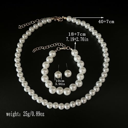 Pearl Jewelry Set for Women Pearl Necklace and Earring Set Bridal Jewelry Set for Wedding Elegant Pearl Jewelry - color: A2:SET-3