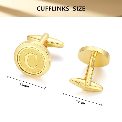 GWD Initial Cufflinks for Men Classic Cuff links Mens Letter Shirts CuffLinks Wedding Gift - color: C