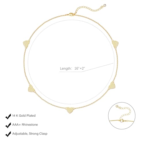HERIER Cute Heart Necklace Dainty 18k Gold Plated Tiny Heart Pendant Choker Necklaces Small Gold Love Open Heart Chain Necklace for Women Simple Gold Necklace for Women Trendy Jewelry - color: Heart Charm Necklace-Gold