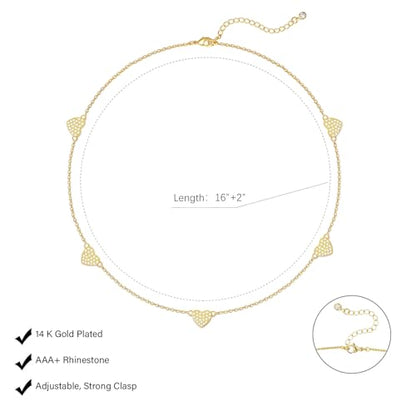 HERIER Cute Heart Necklace Dainty 18k Gold Plated Tiny Heart Pendant Choker Necklaces Small Gold Love Open Heart Chain Necklace for Women Simple Gold Necklace for Women Trendy Jewelry - color: Heart Charm Necklace-Gold